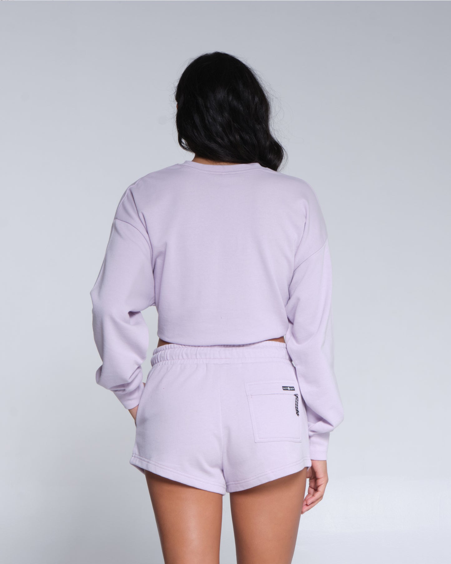 back view of Sand Set Lavender Fog Short