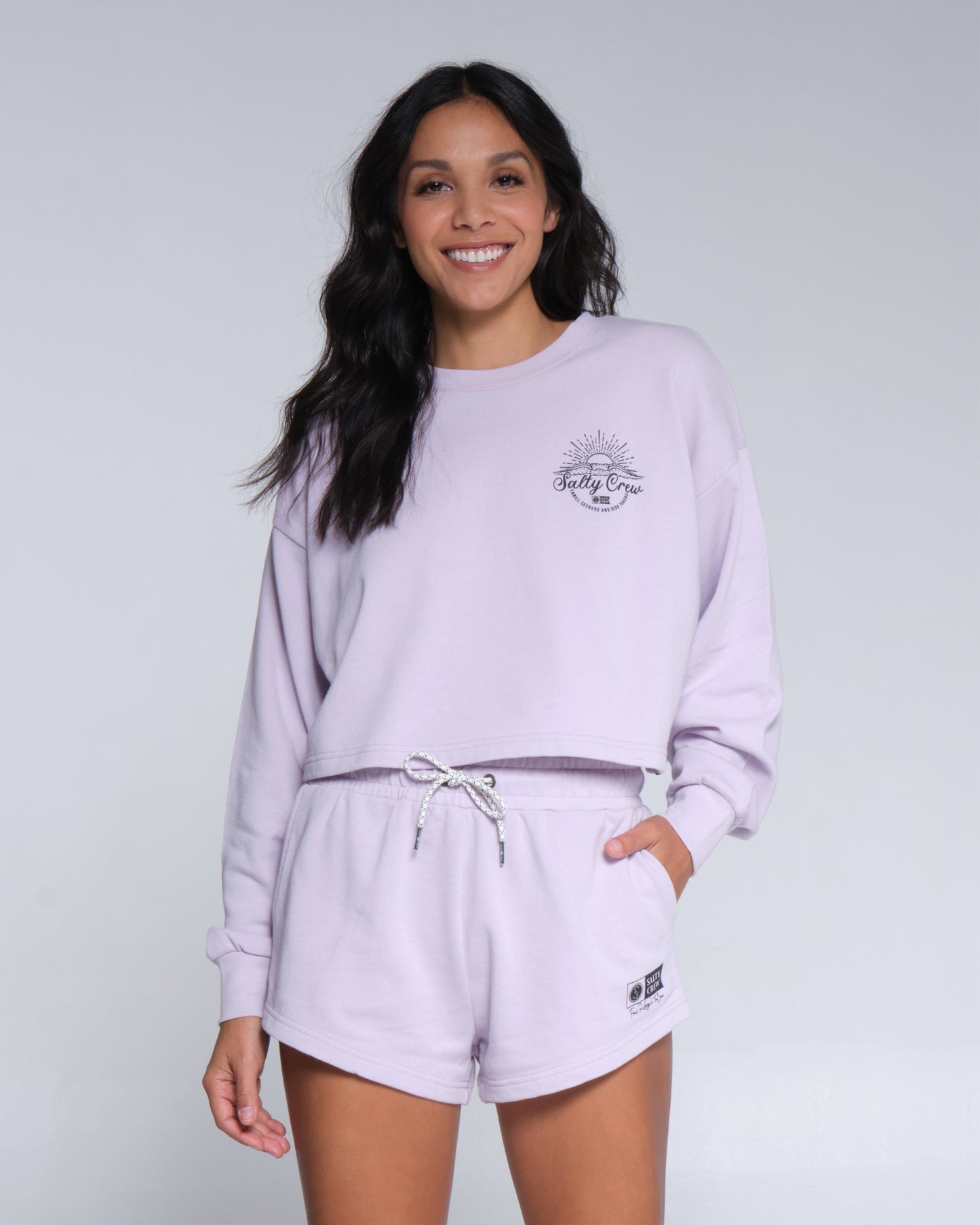 front view of Sand Set Lavender Fog Short