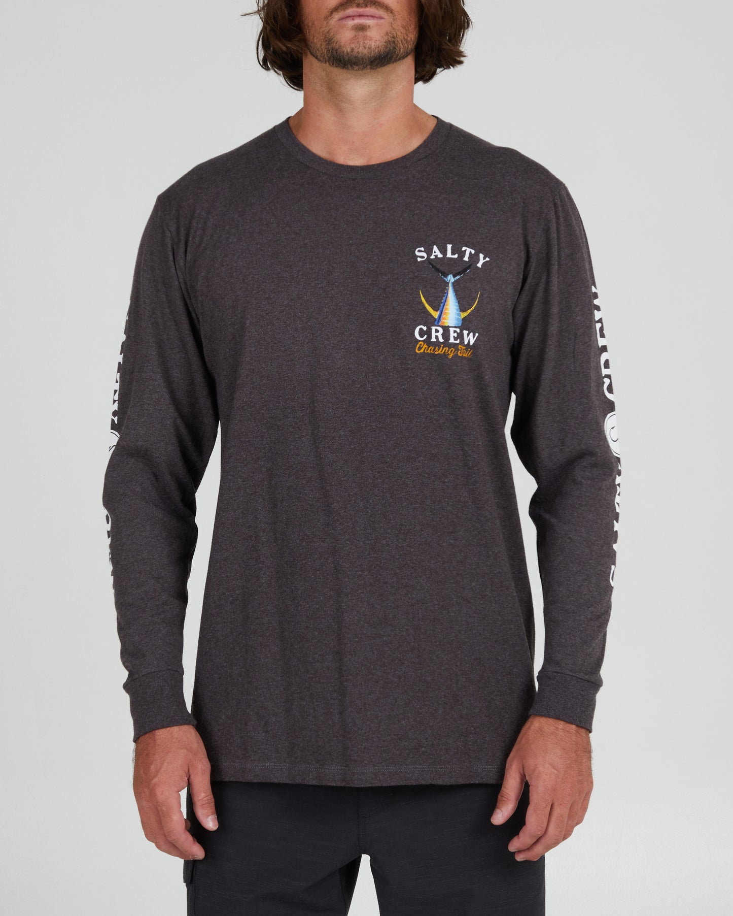 front view of Tailed Charcoal Heather L/S Standard Tee