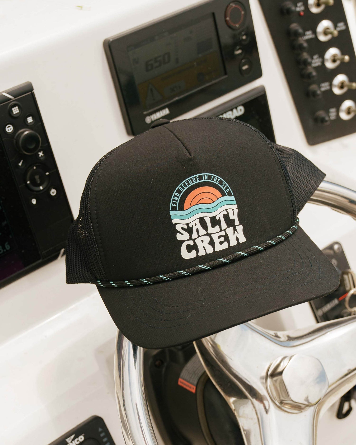 Lifestyle photo of the Sundown Trucker - Black. 