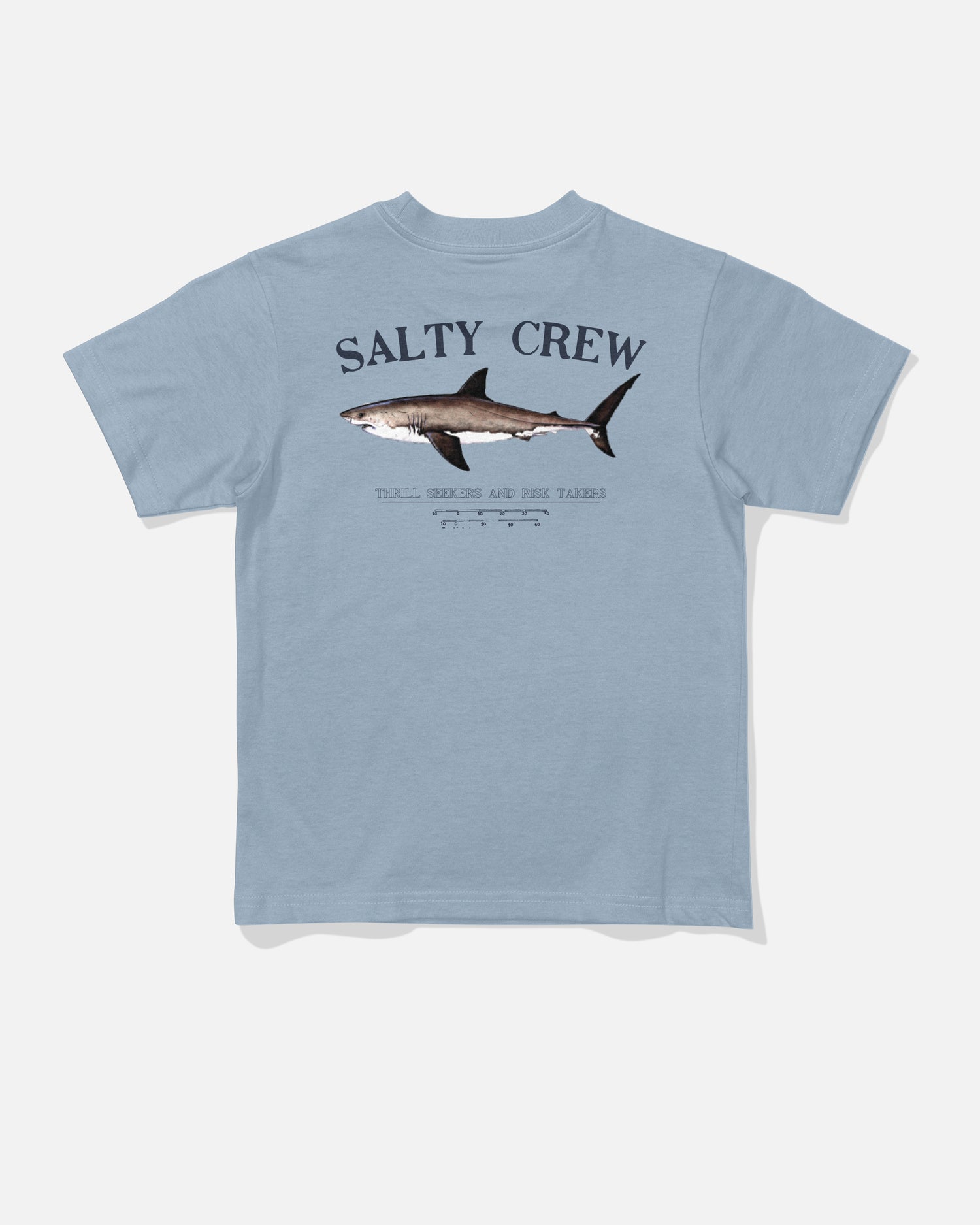 Back view of the Bruce Toddler Tee - Blue Fog. 