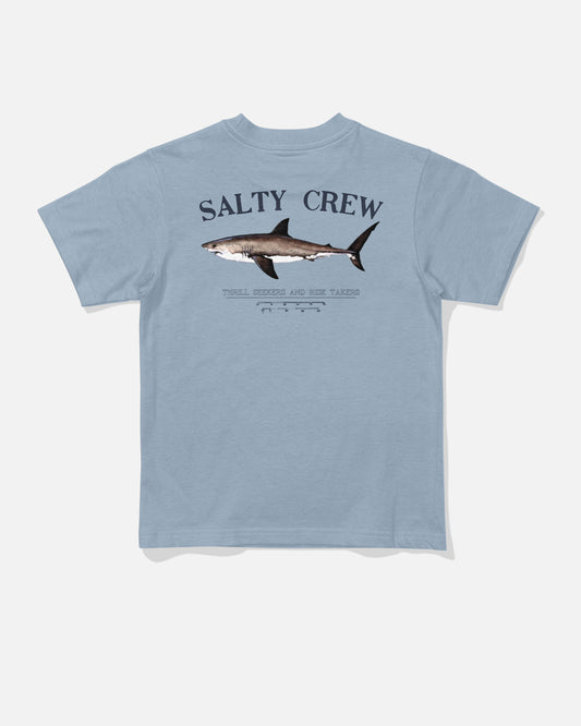 Back view of the Bruce Toddler Tee - Blue Fog. 