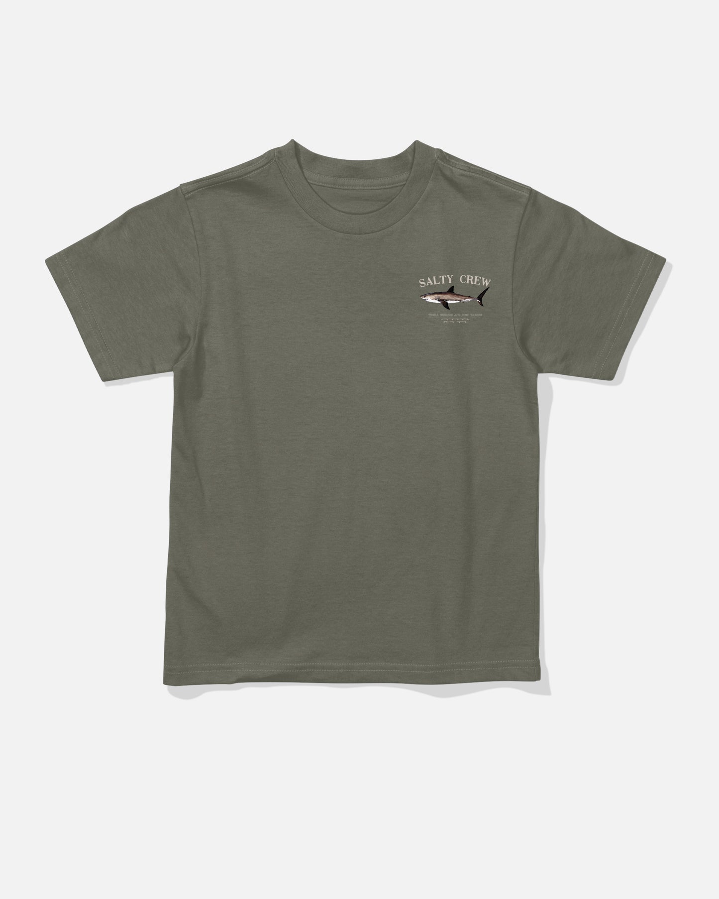 Front view of the Bruce Toddler Tee - Dusty Olive. 