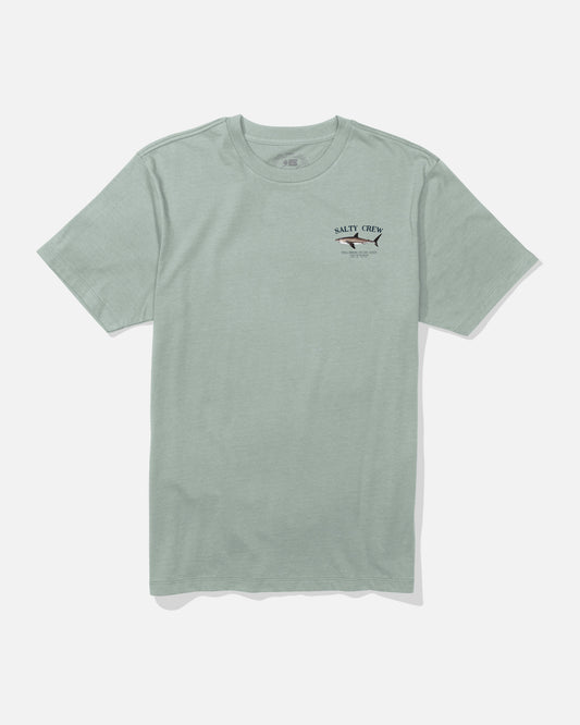 Front view of the Bruce Crew Tee - Aqua Grey. 