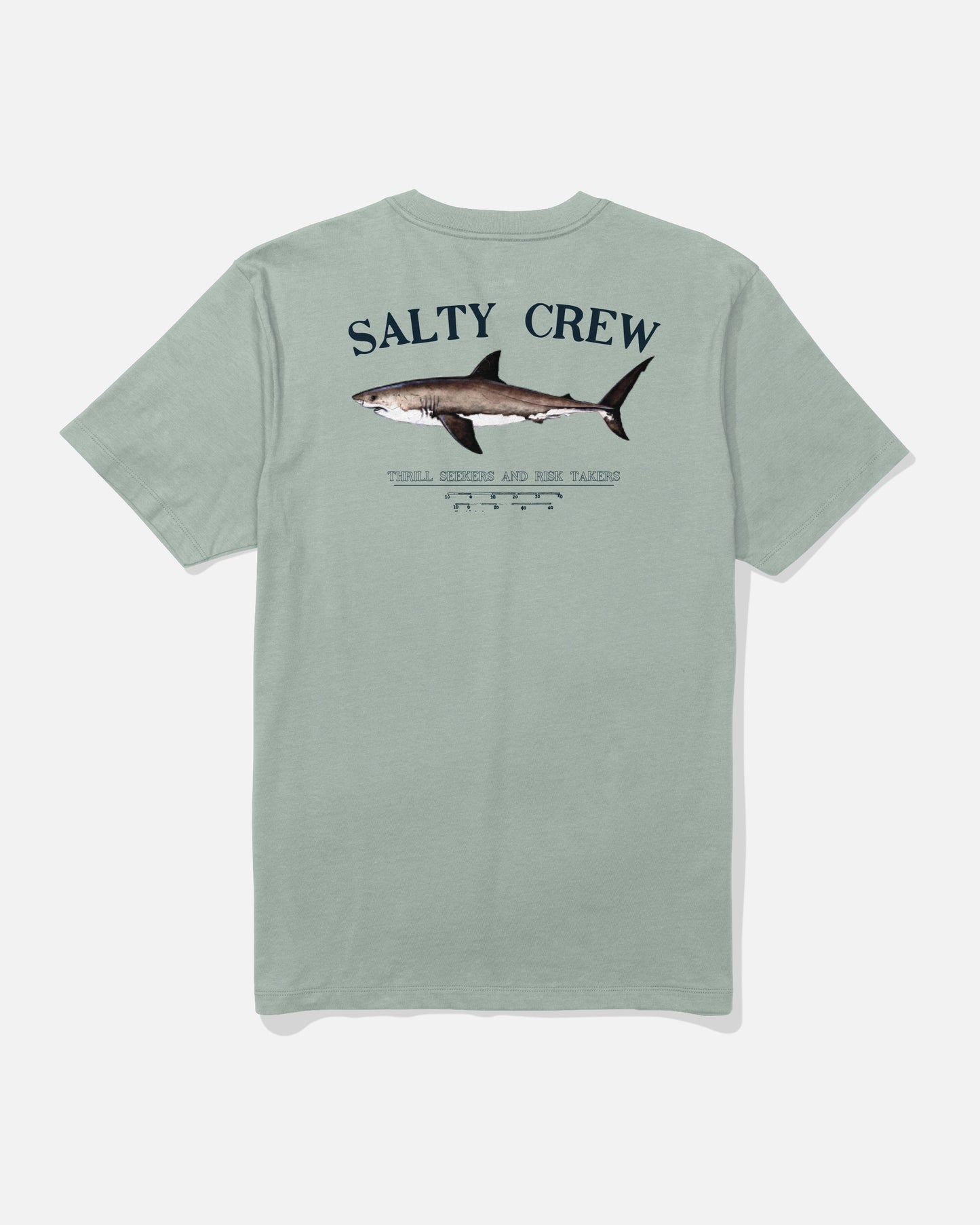 Back view of the Bruce Crew Tee - Aqua Grey. 