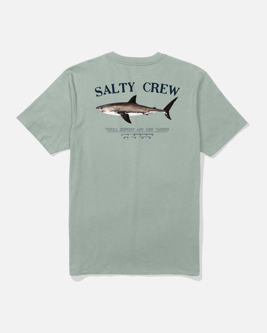Back view of the Bruce Crew Tee - Aqua Grey. 