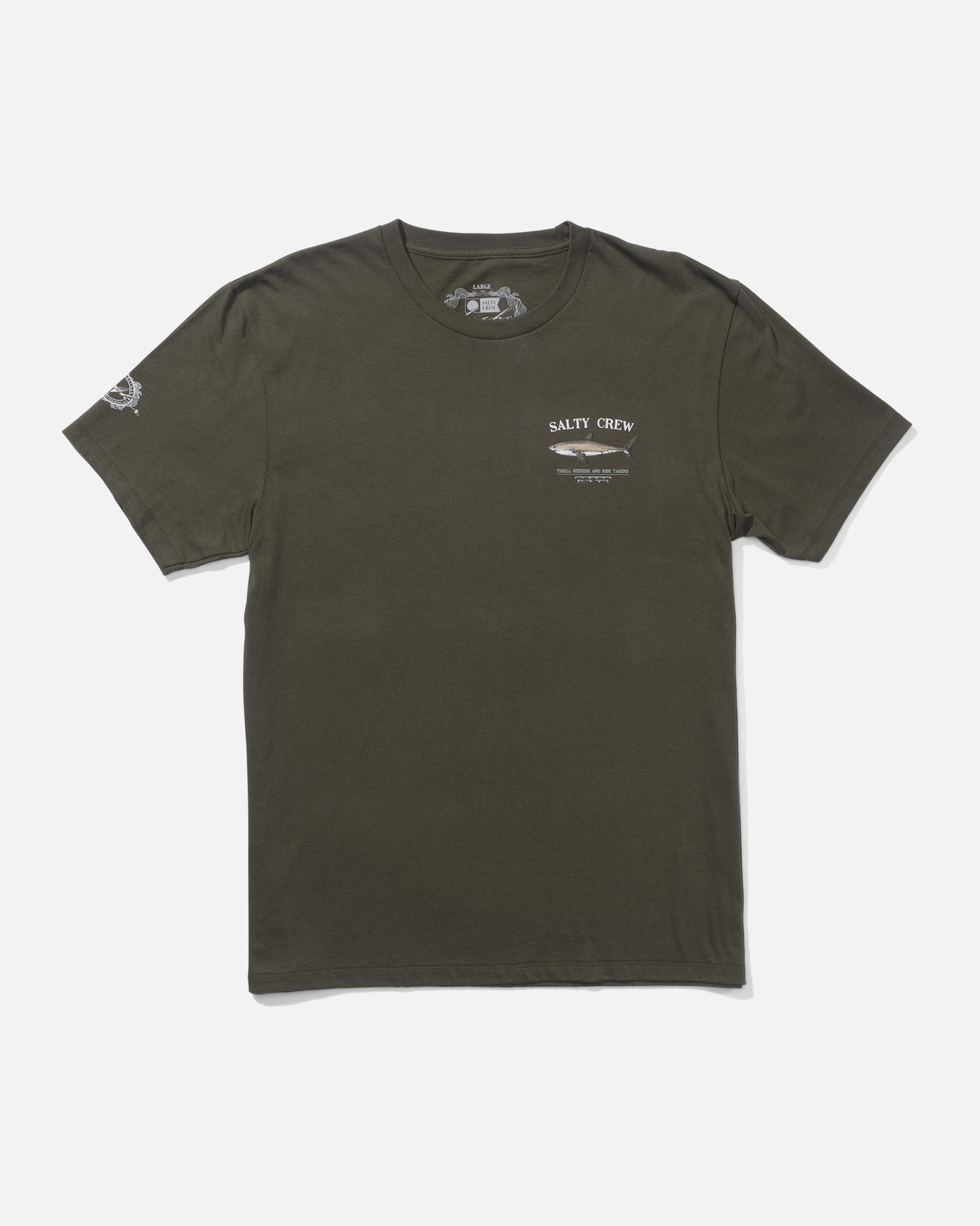 Front view of the Bruce Premium Tee - Dusty Olive. 