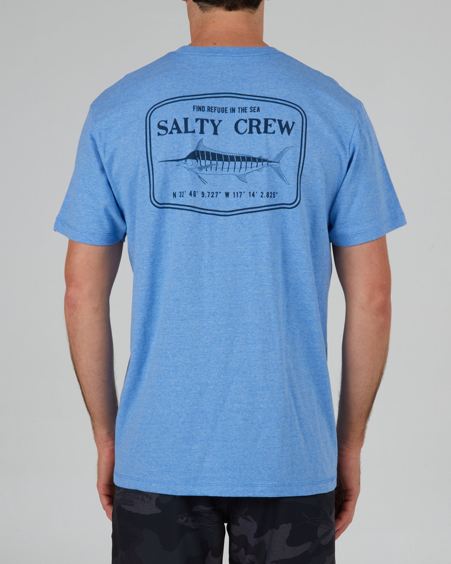 back view of Stealth Light Blue Heather S/S Standard Tee