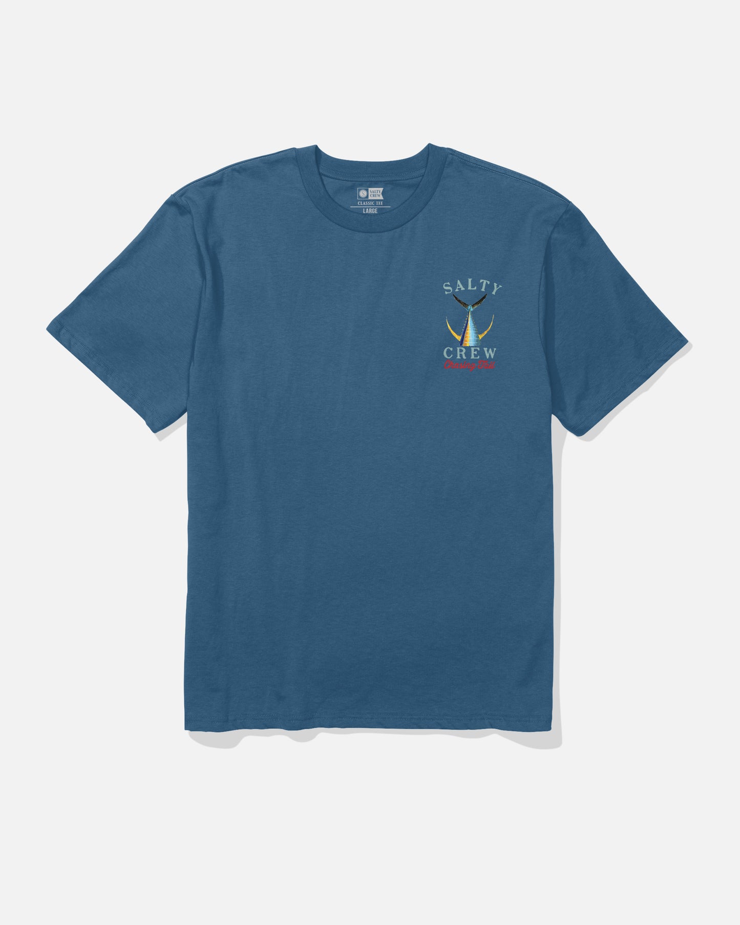 Front view of the Tailed Classic Tee - Cast Blue. 