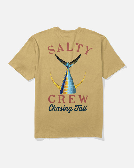 Back view of the Tailed Classic Tee - Mineral Yellow. 