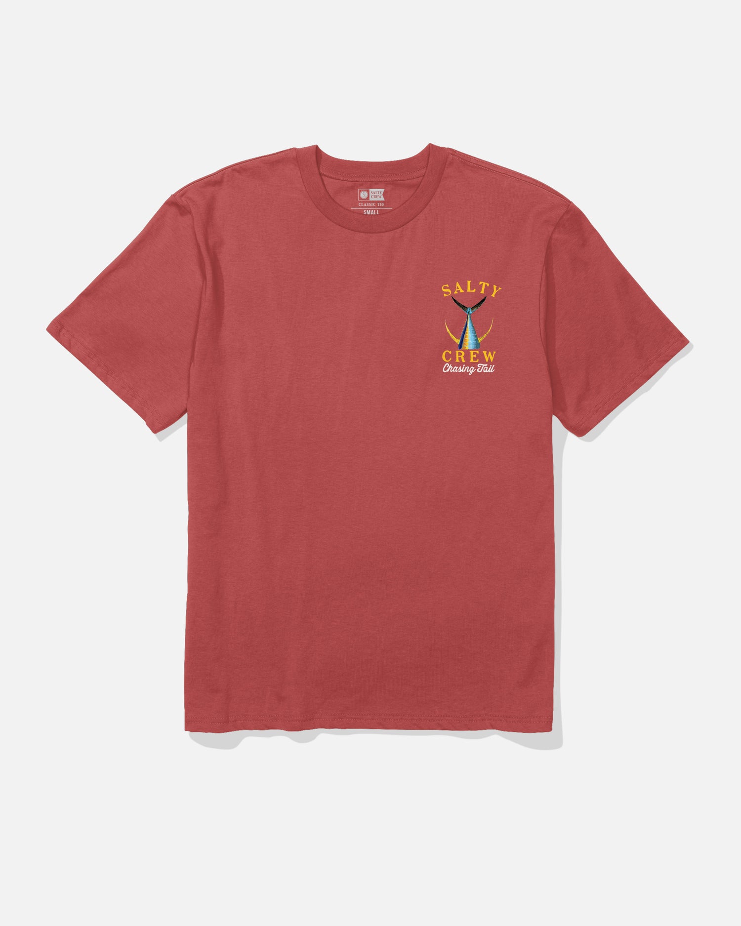 Front view of the Tailed Classic Tee - Washed Red. 