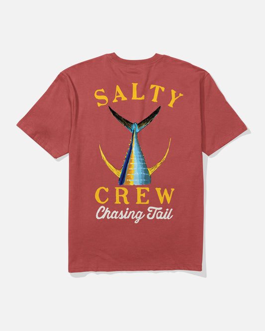 Back view of the Tailed Classic Tee - Washed Red. 