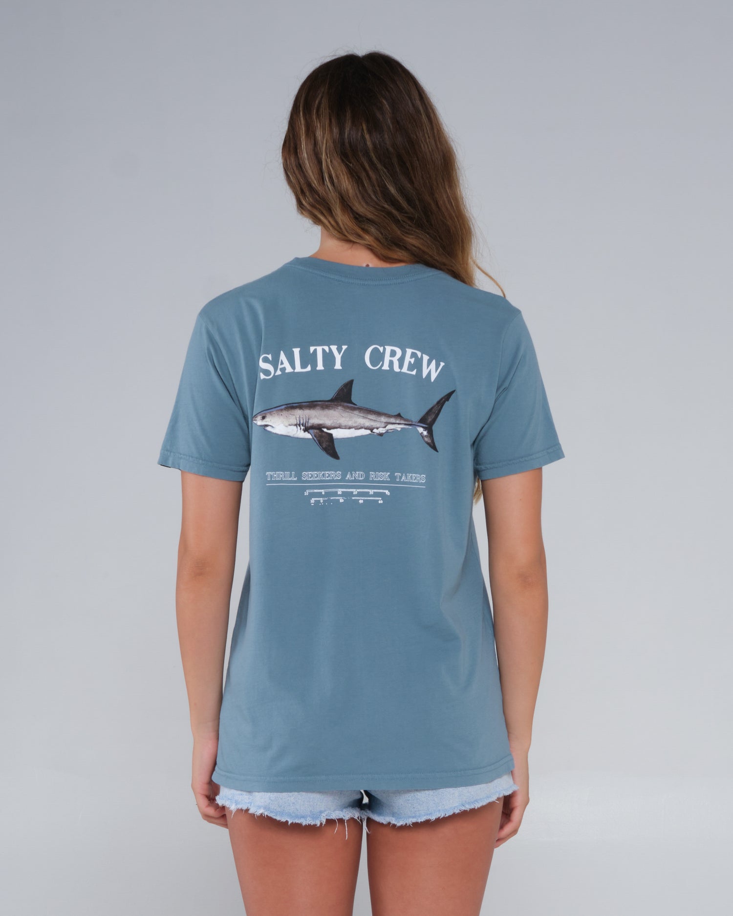 back view of Bruce Atlantic Green Boyfriend Tee