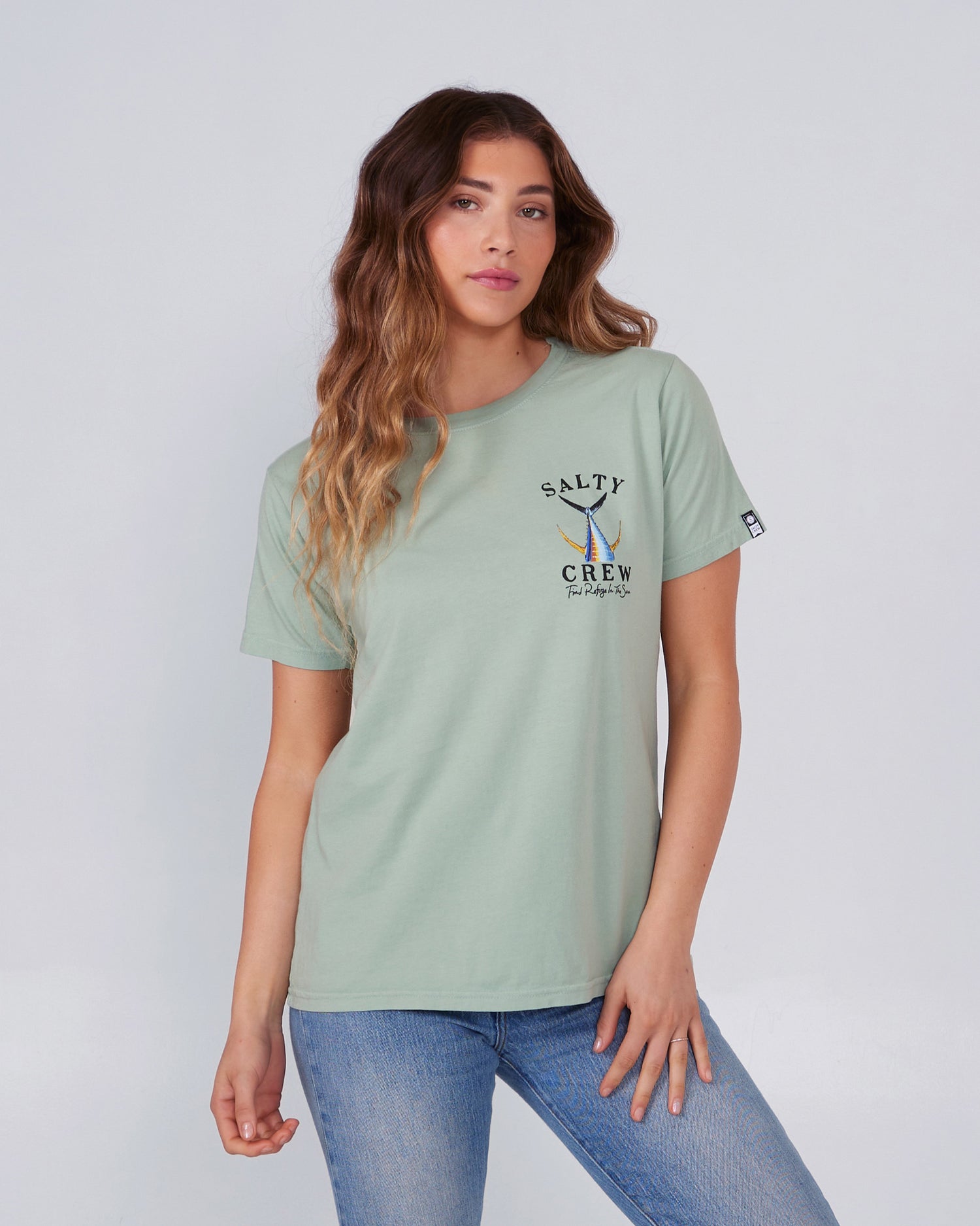 front view of Tailed Jade Boyfriend Tee