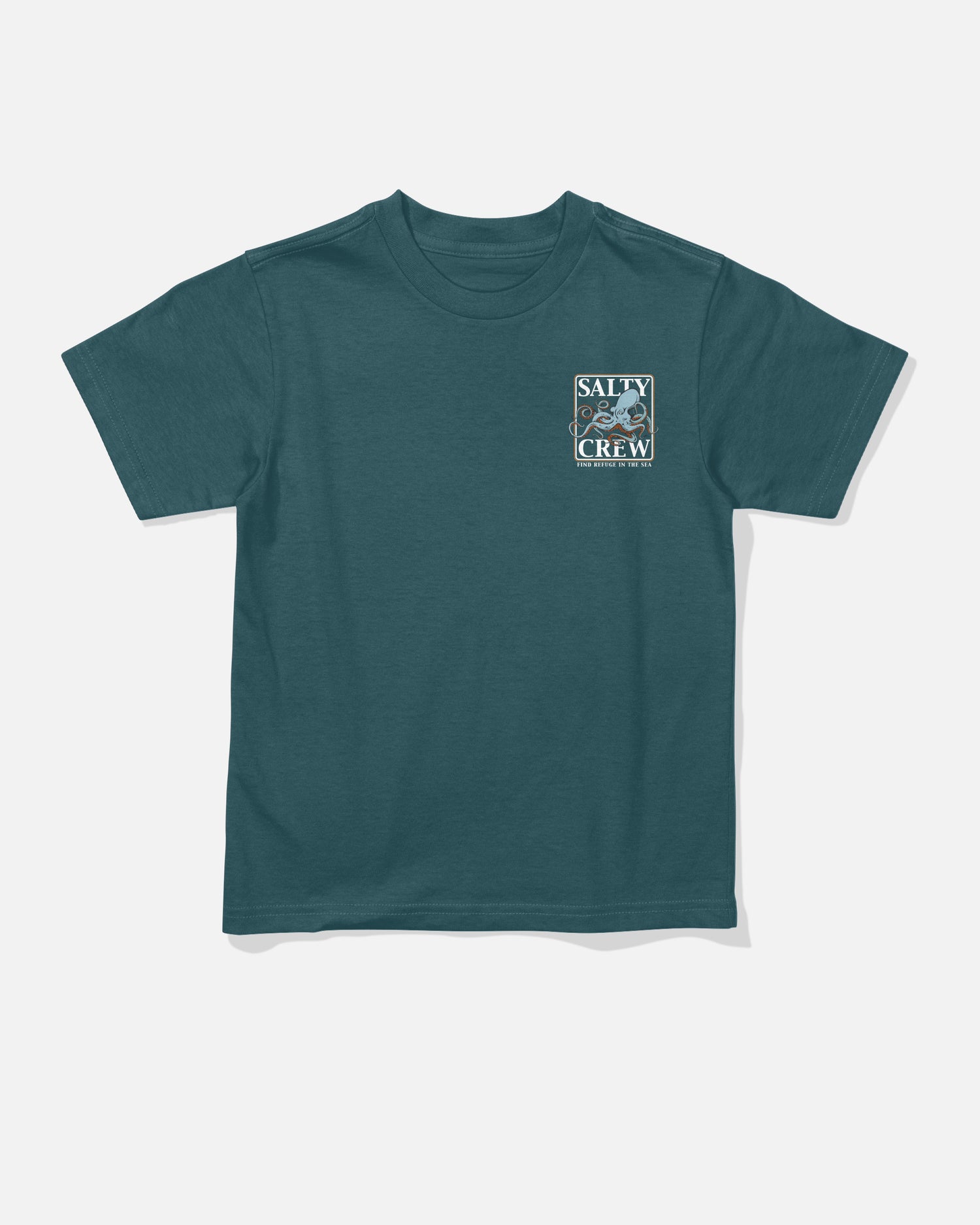 Front view of the Ink Slinger Toddler Tee - Atlantic Blue. 