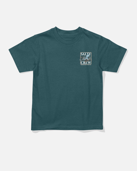 Front view of the Ink Slinger Toddler Tee - Atlantic Blue. 