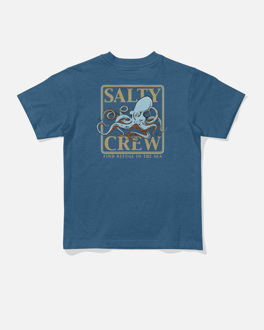 Back view of the Ink Slinger Toddler Tee - Cast Blue. 