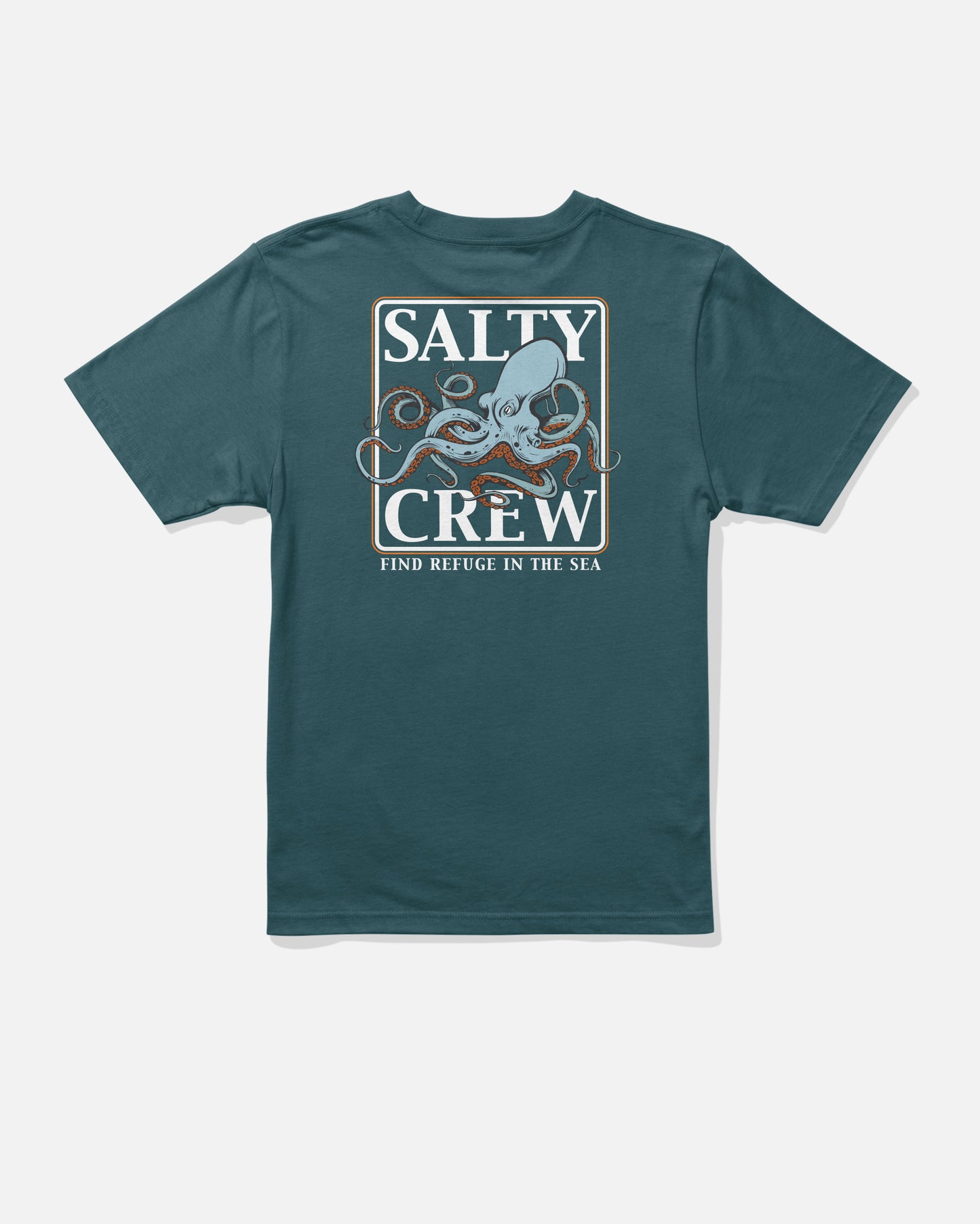 Front view of the Ink Slinger Boys Tee - Atlantic Blue. 