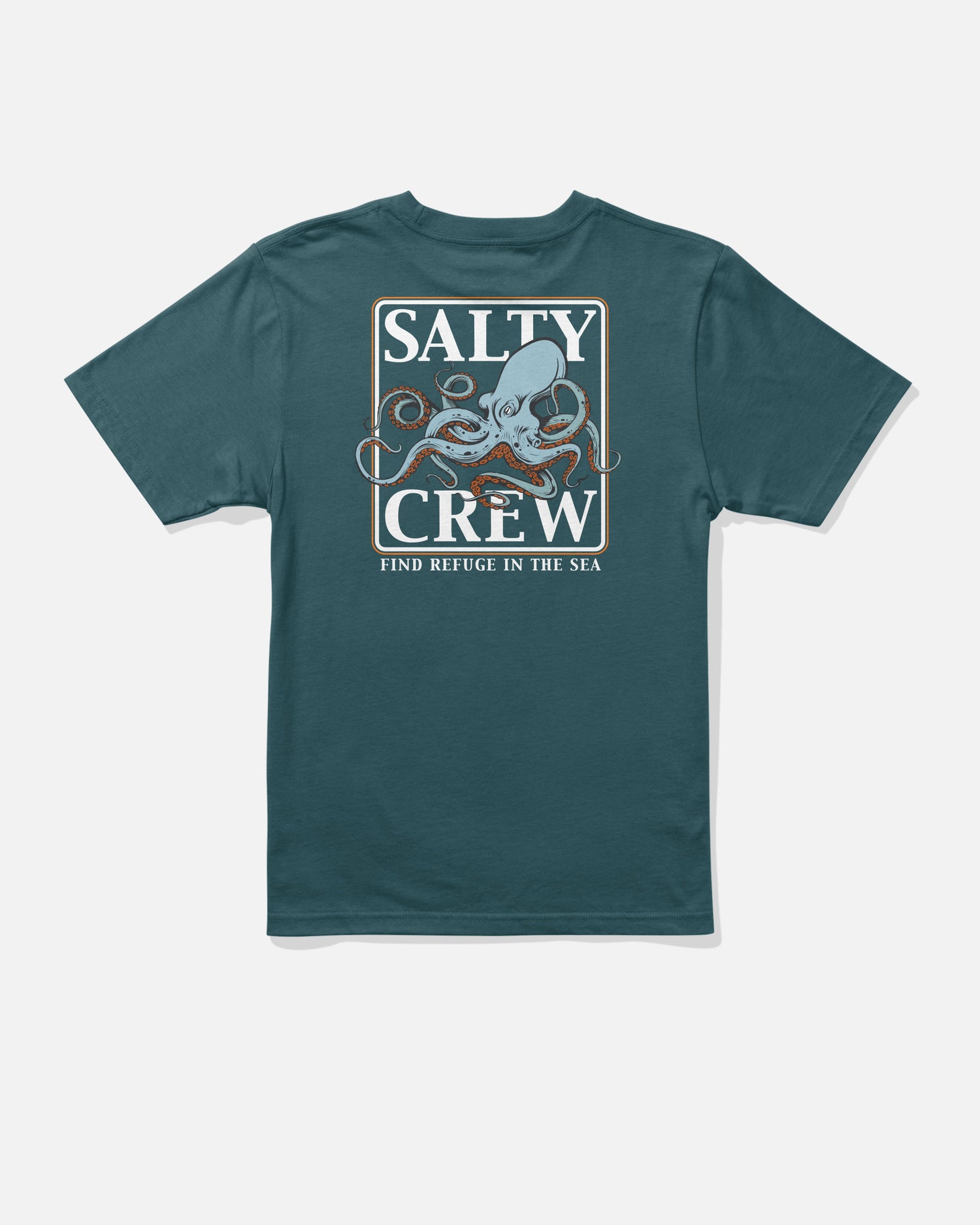 Front view of the Ink Slinger Boys Tee - Atlantic Blue. 