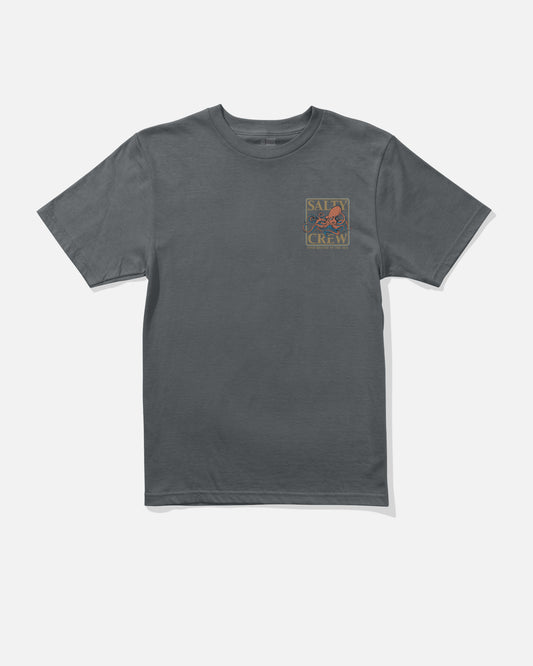 Front view of the Ink Slinger Boys Tee - Charcoal. 