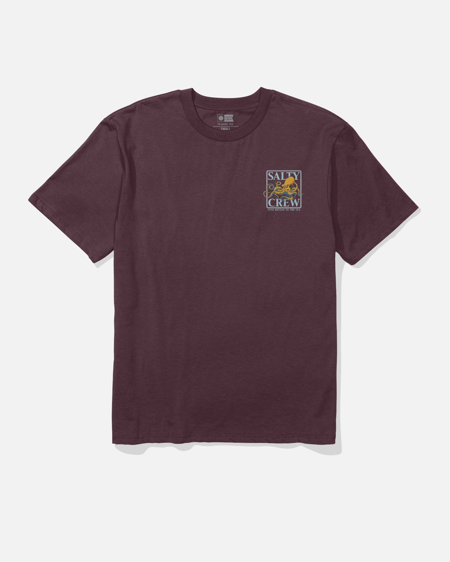 Front view of the Ink Slinger Original Tee - Wine. 
