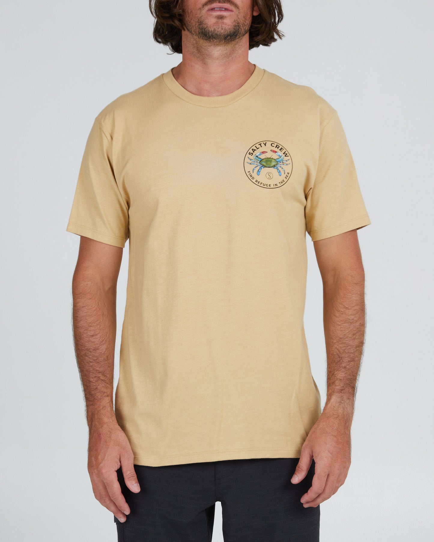 front view of Blue Crabber Camel S/S Premium Tee