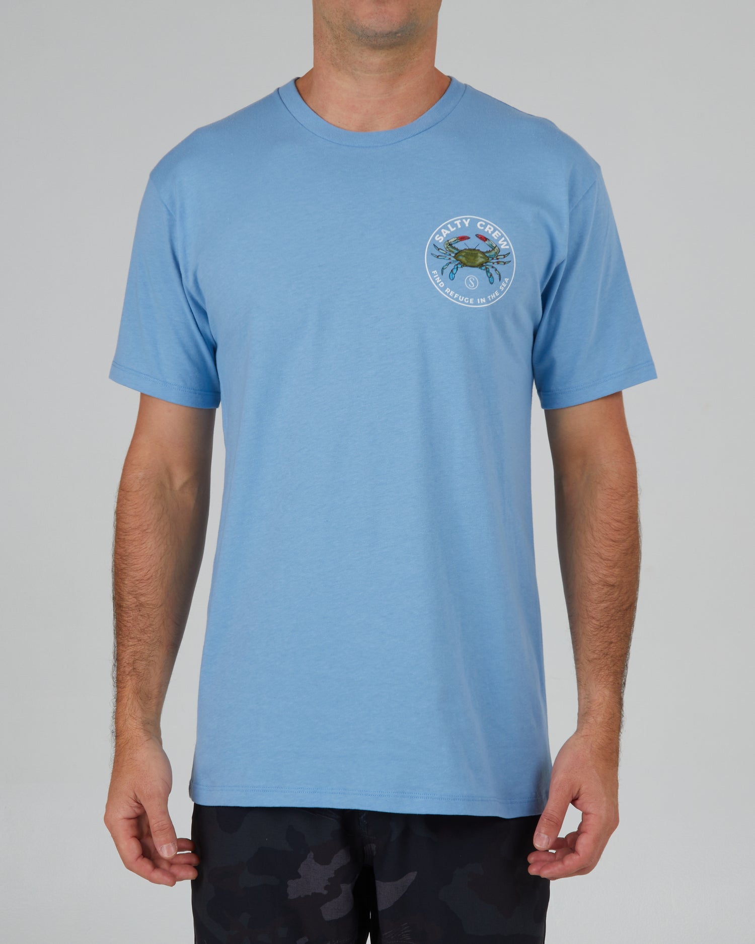 front view of Blue Crabber Marine Blue S/S Premium Tee