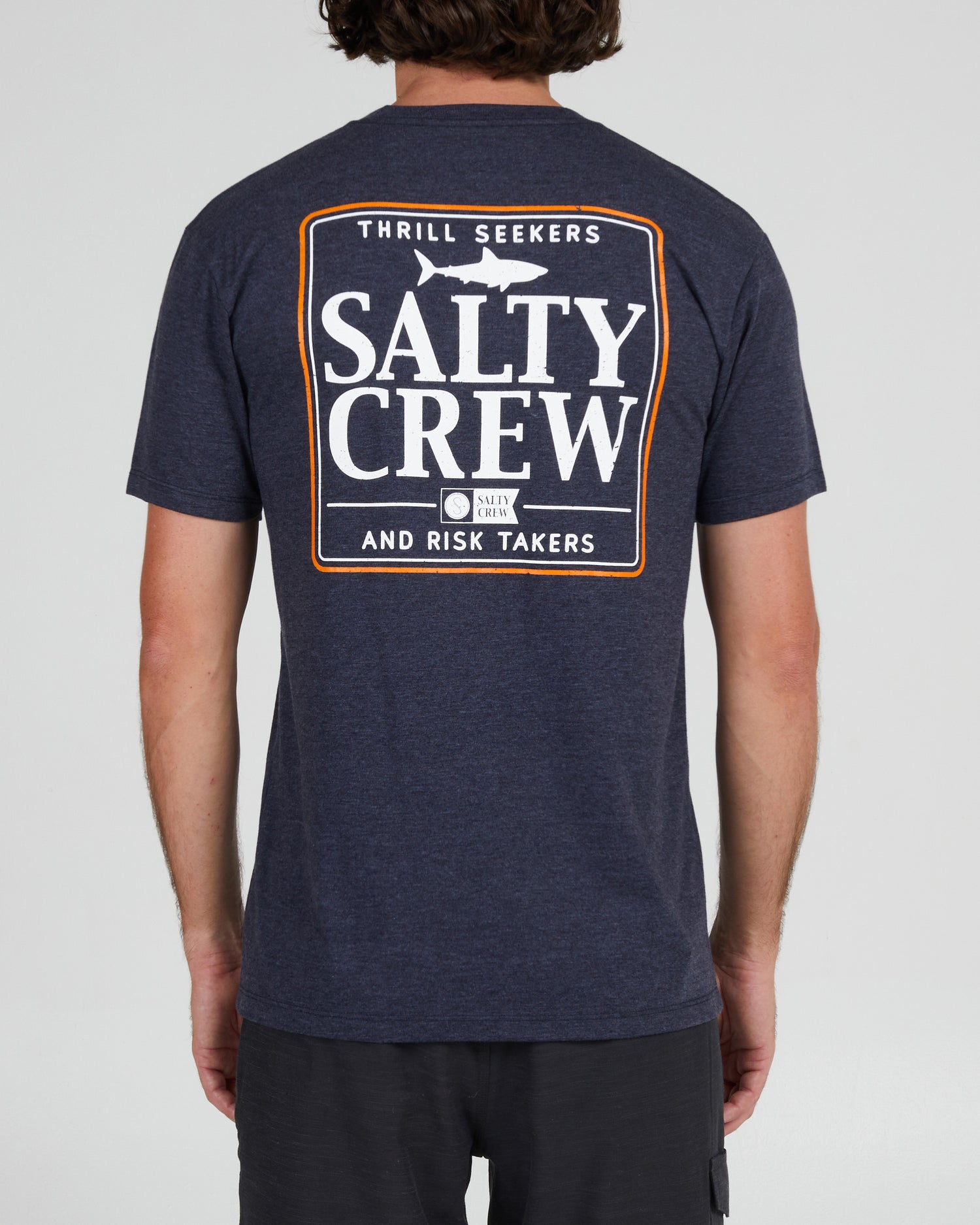 On body back of the Coaster Navy Heather S/S Premium Tee