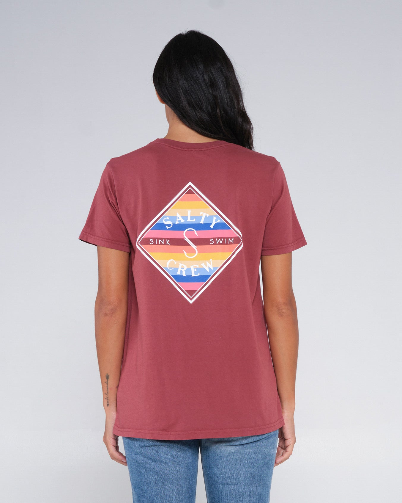 back view of Tippet Fill Spiced Boyfriend Tee