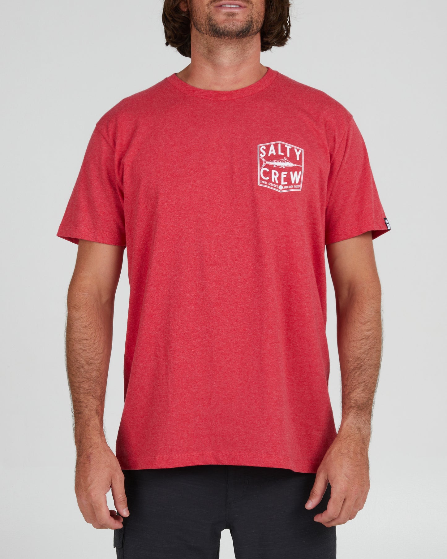 On body front of the Fishery Red Heather S/S Standard Tee
