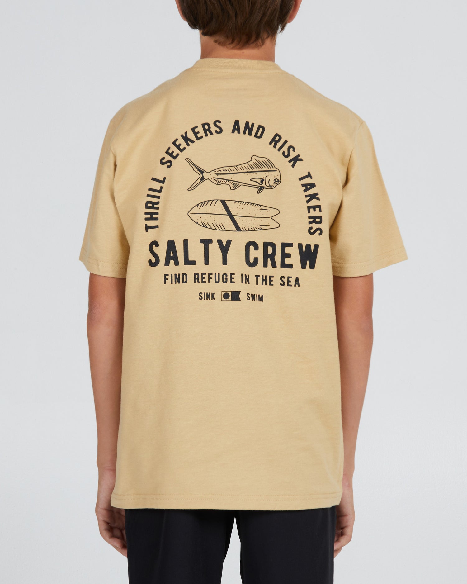On body back of the Lateral Line Boy Camel S/S Tee