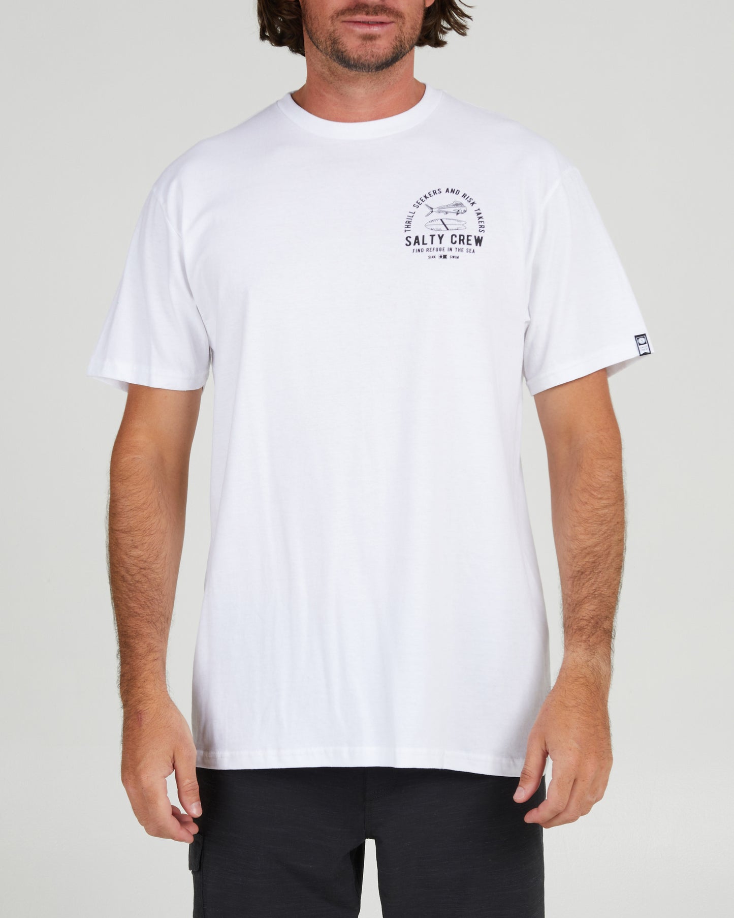 On body front of the Lateral Line White S/S Standard Tee