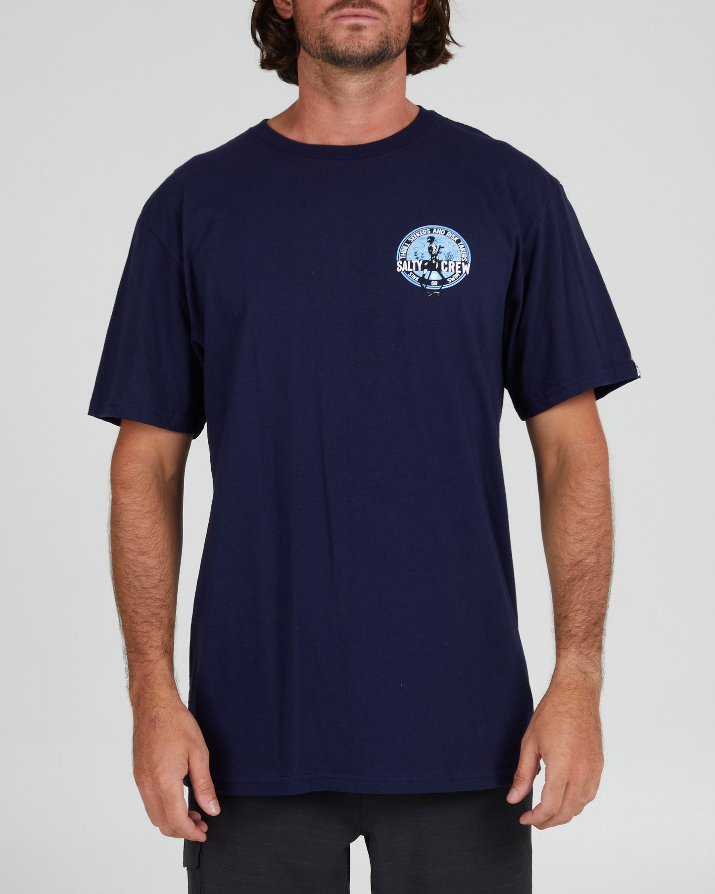 On body front of the Dive Bar Navy S/S Standard Tee