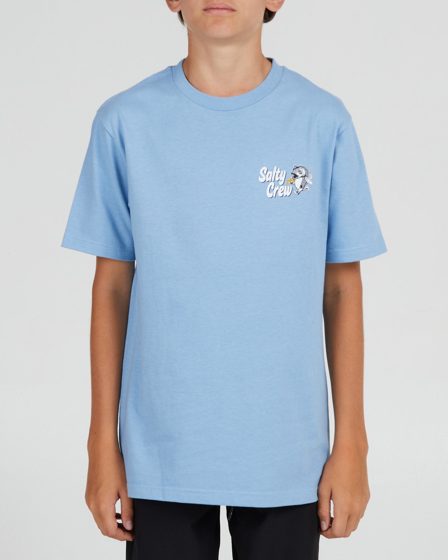 On body front of the Fish And Chips Boys Marine Blue S/S Tee