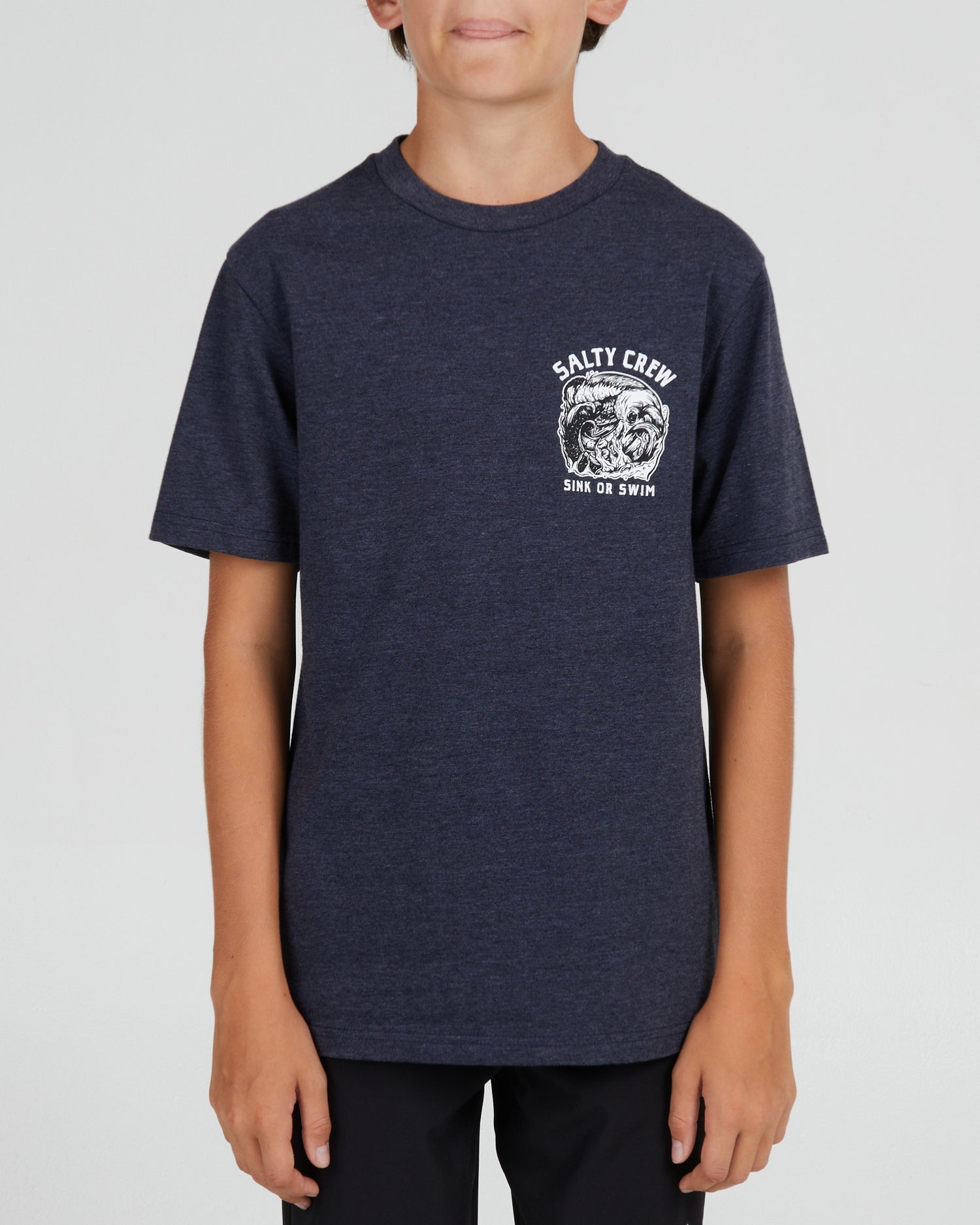 front view of Tsunami Boys Navy Heather S/S Tee