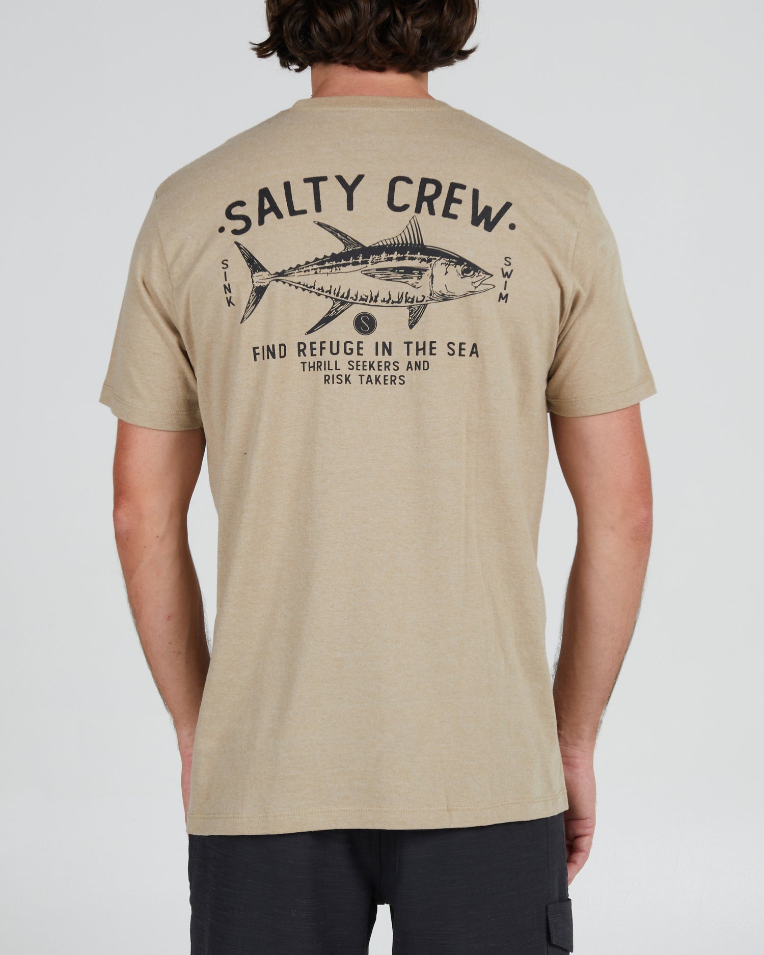 On body back of the Market Khaki Heather S/S Standard Tee