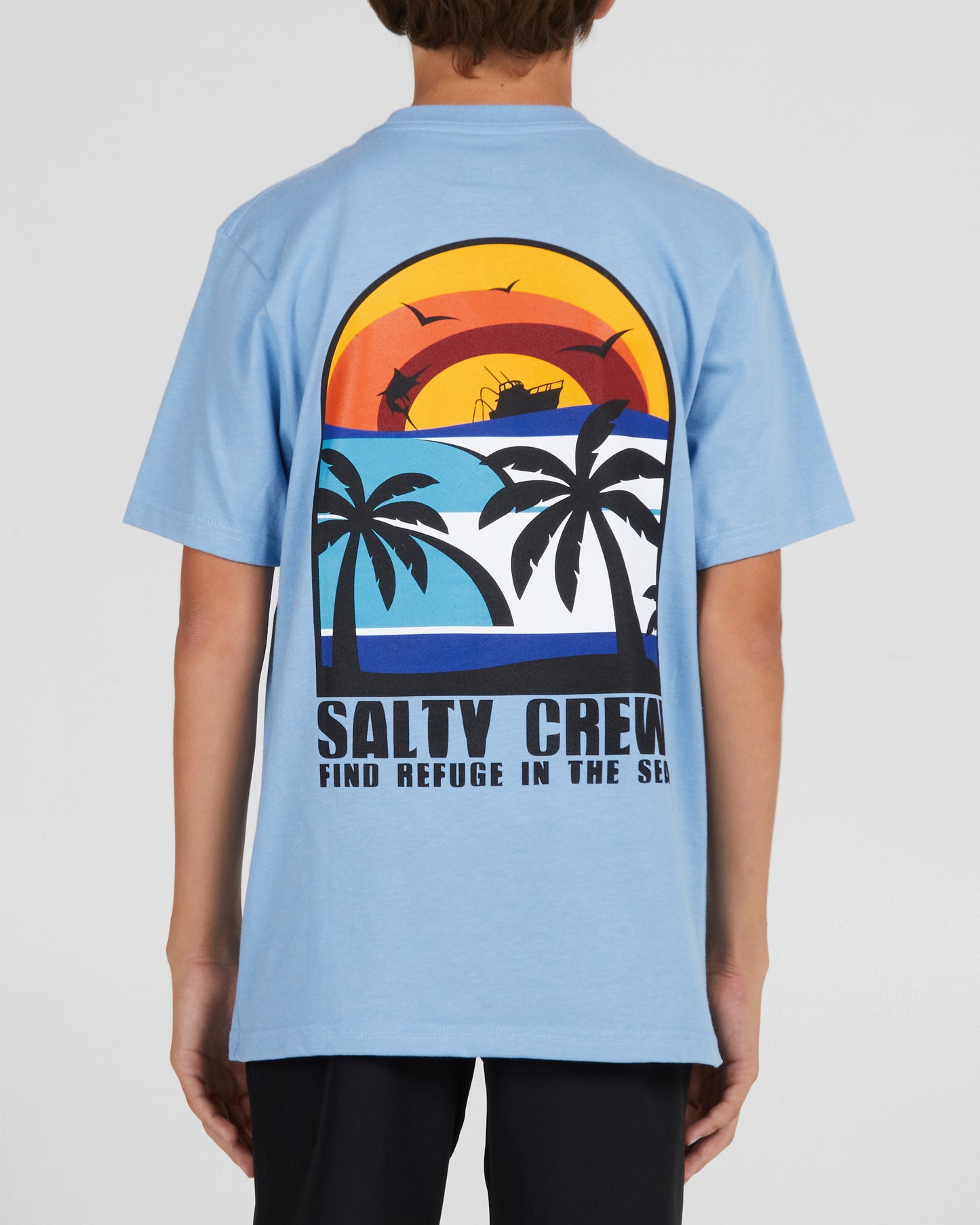 back view of Beach Day Boys Marine Blue S/S Tee