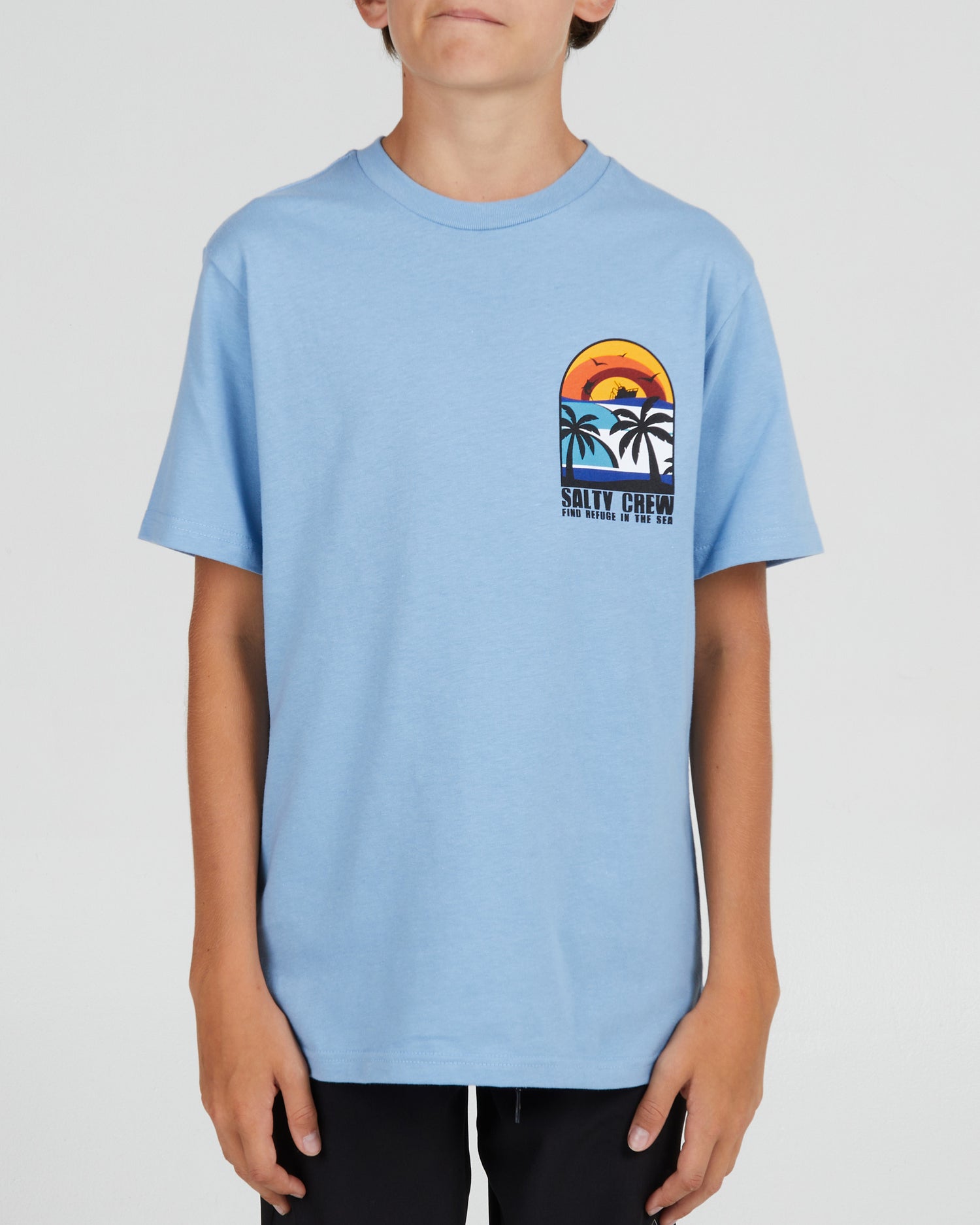 front view of Beach Day Boys Marine Blue S/S Tee