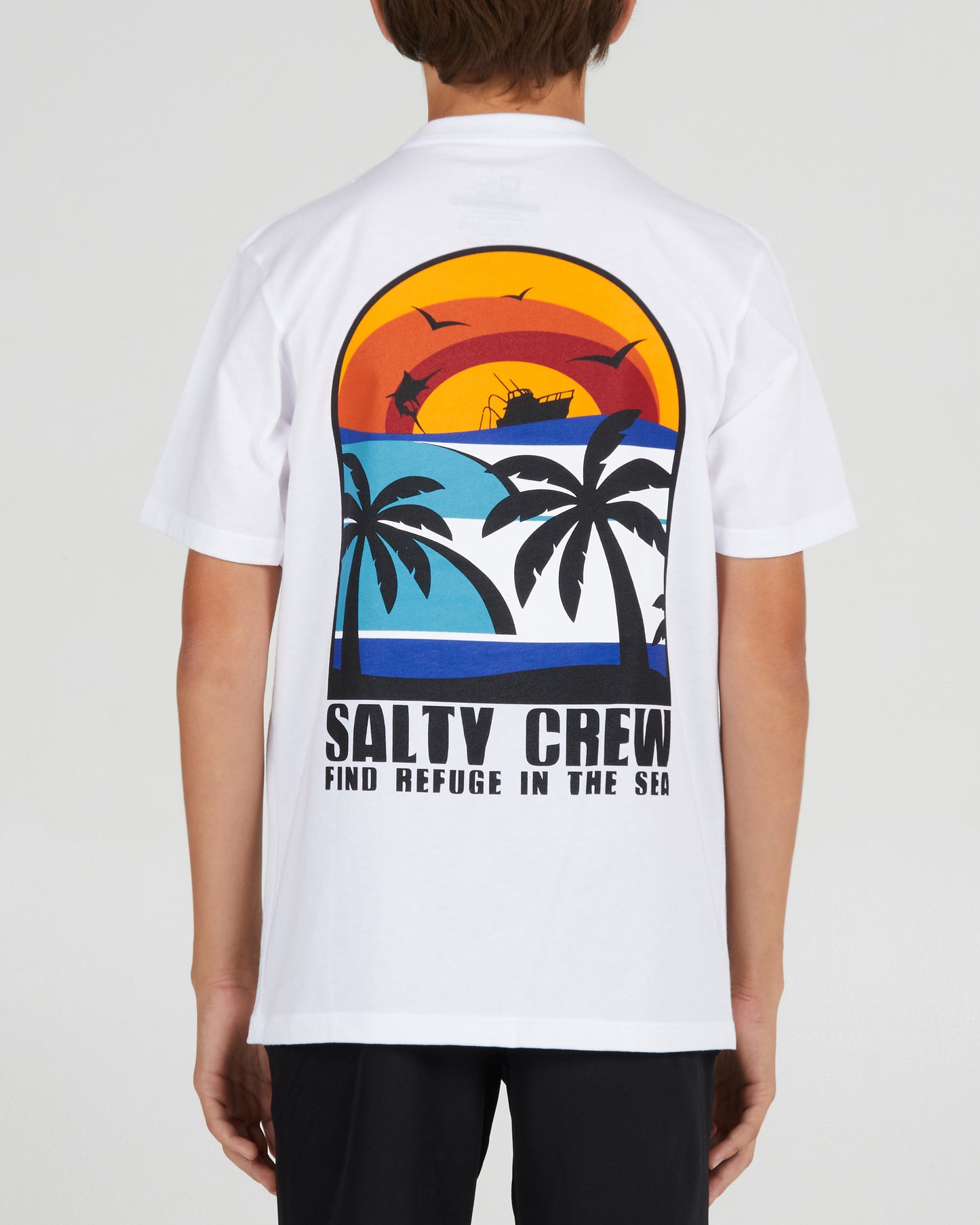 back view of Beach Day Boys White S/S Tee