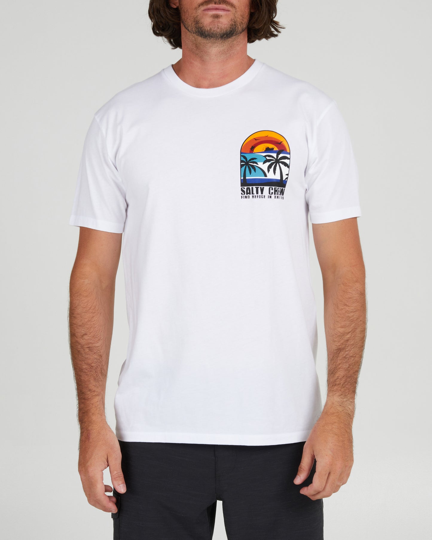 On body front of the Beach Day White S/S Premium Tee