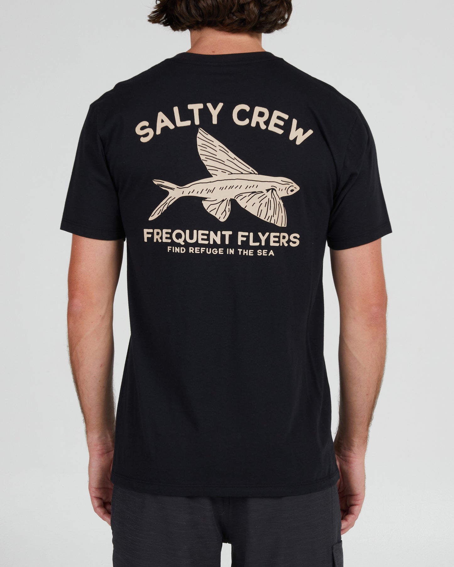 back graphic of Frequent Flyer Black S/S Premium Tee