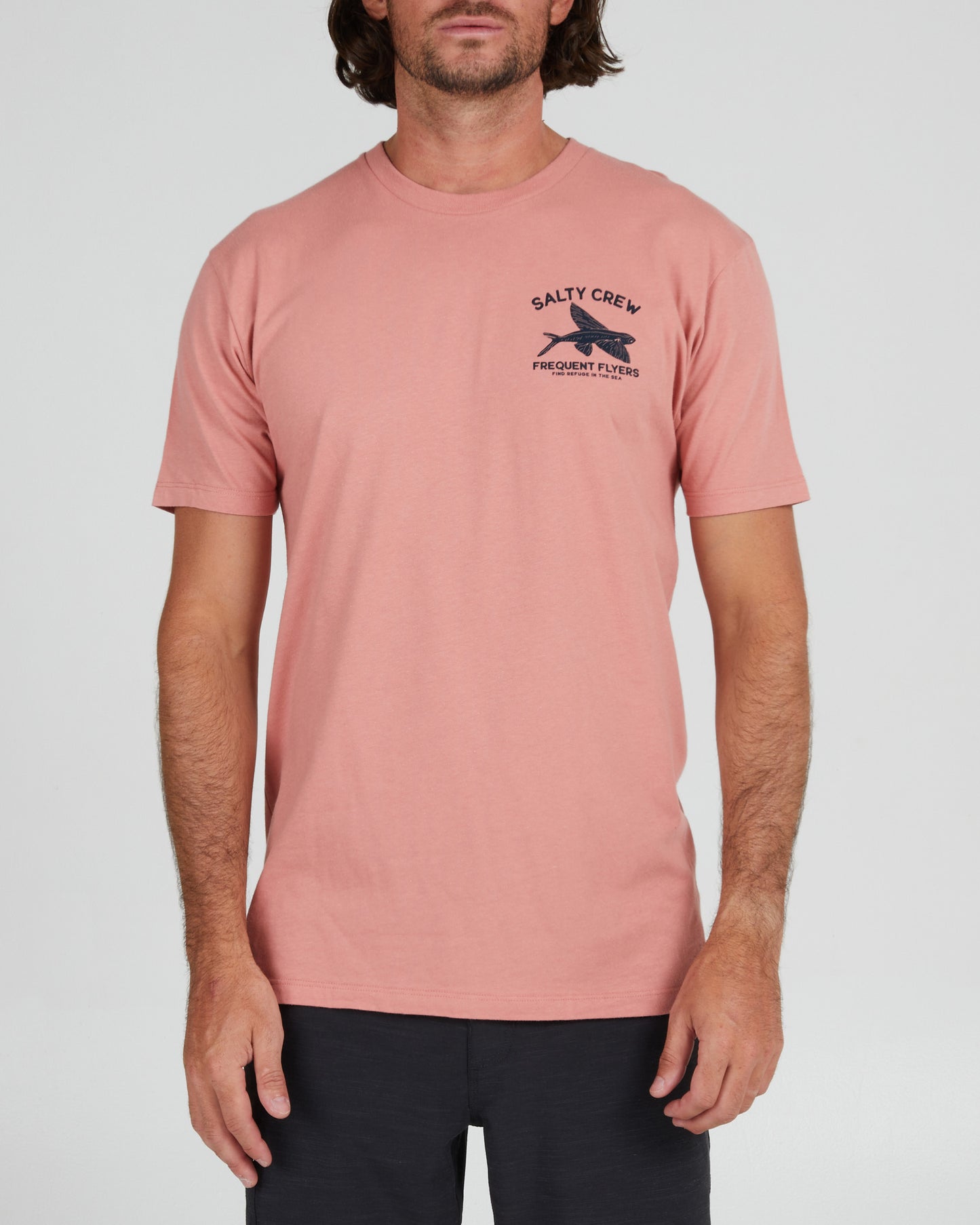 front view of Frequent Flyer Coral S/S Premium Tee