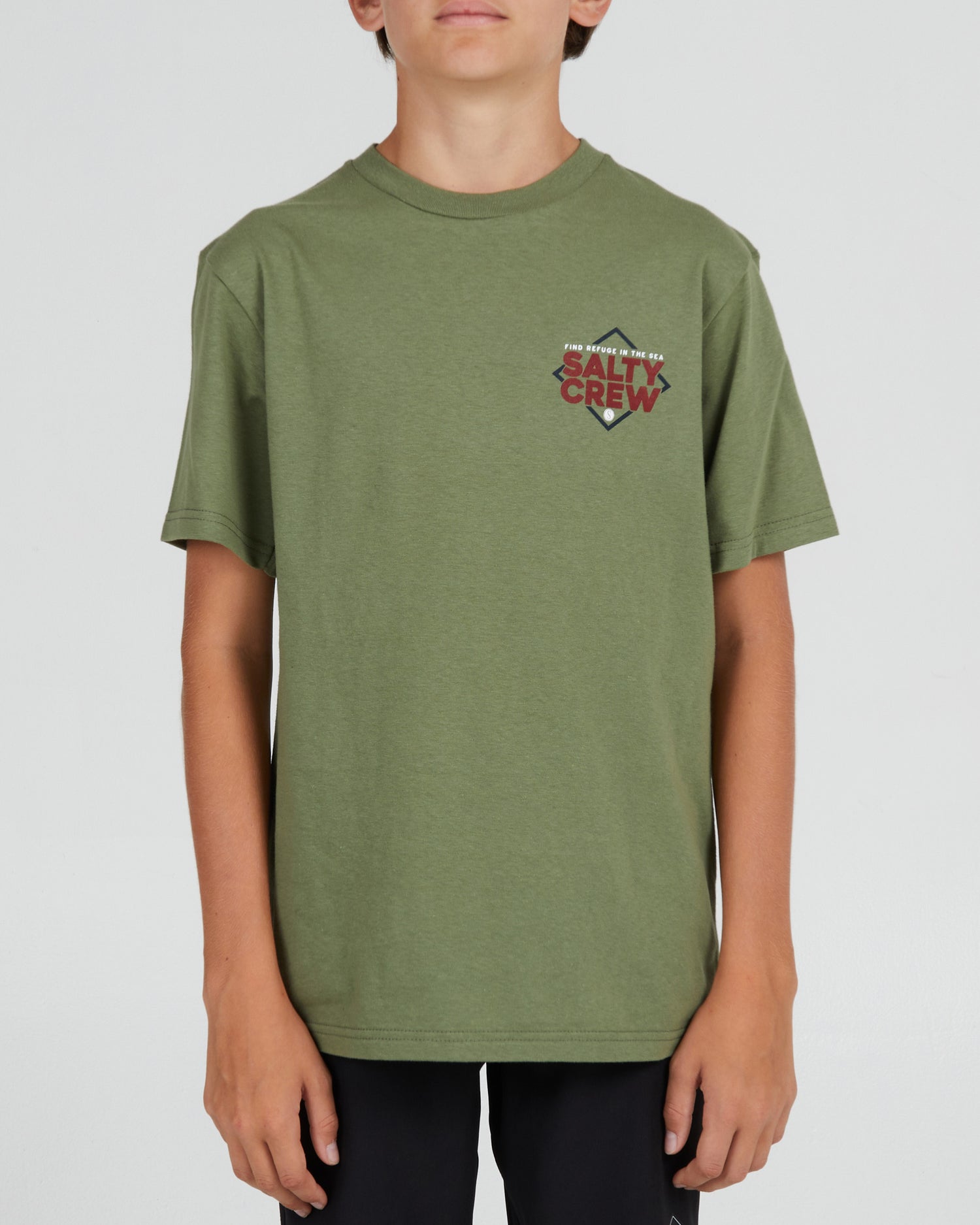 front view of No Slack Boys Sage Green S/S Tee