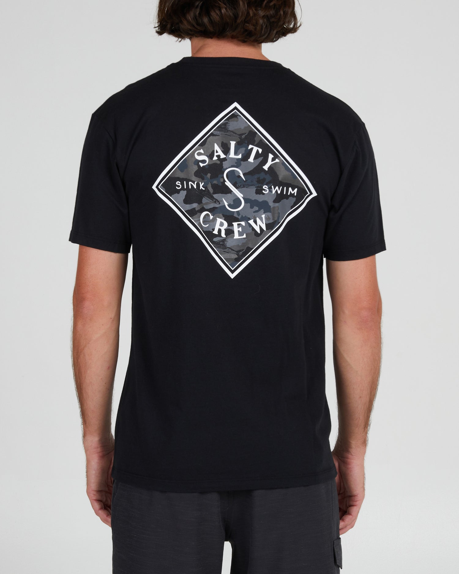 back view of Tippet Camo-Fill Black S/S Premium Tee