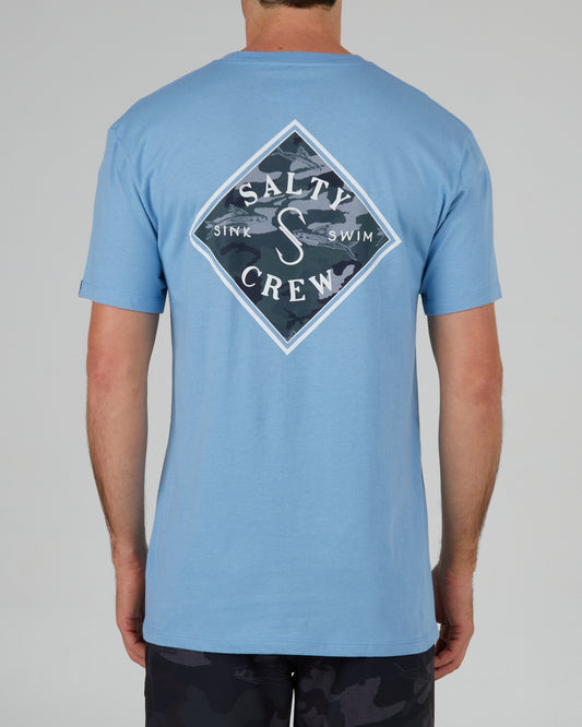 back view of Tippet Camo Fill Marine Blue S/S Premium Tee