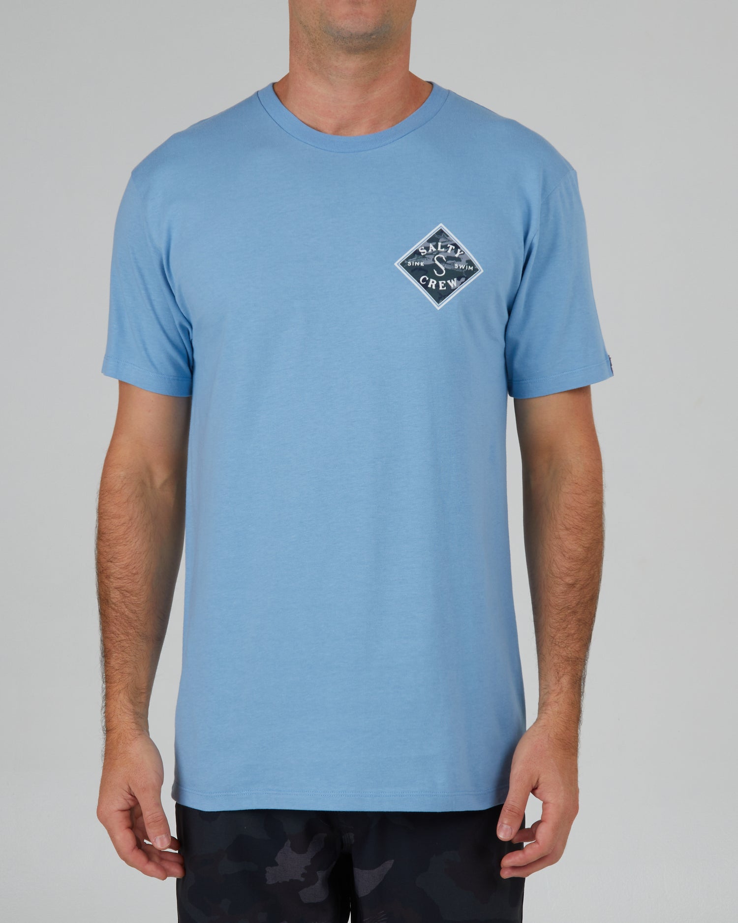 front view of Tippet Camo Fill Marine Blue S/S Premium Tee