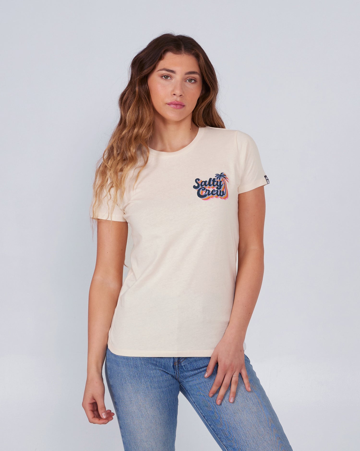 front view of Salty Seventies Bone Classic Tee