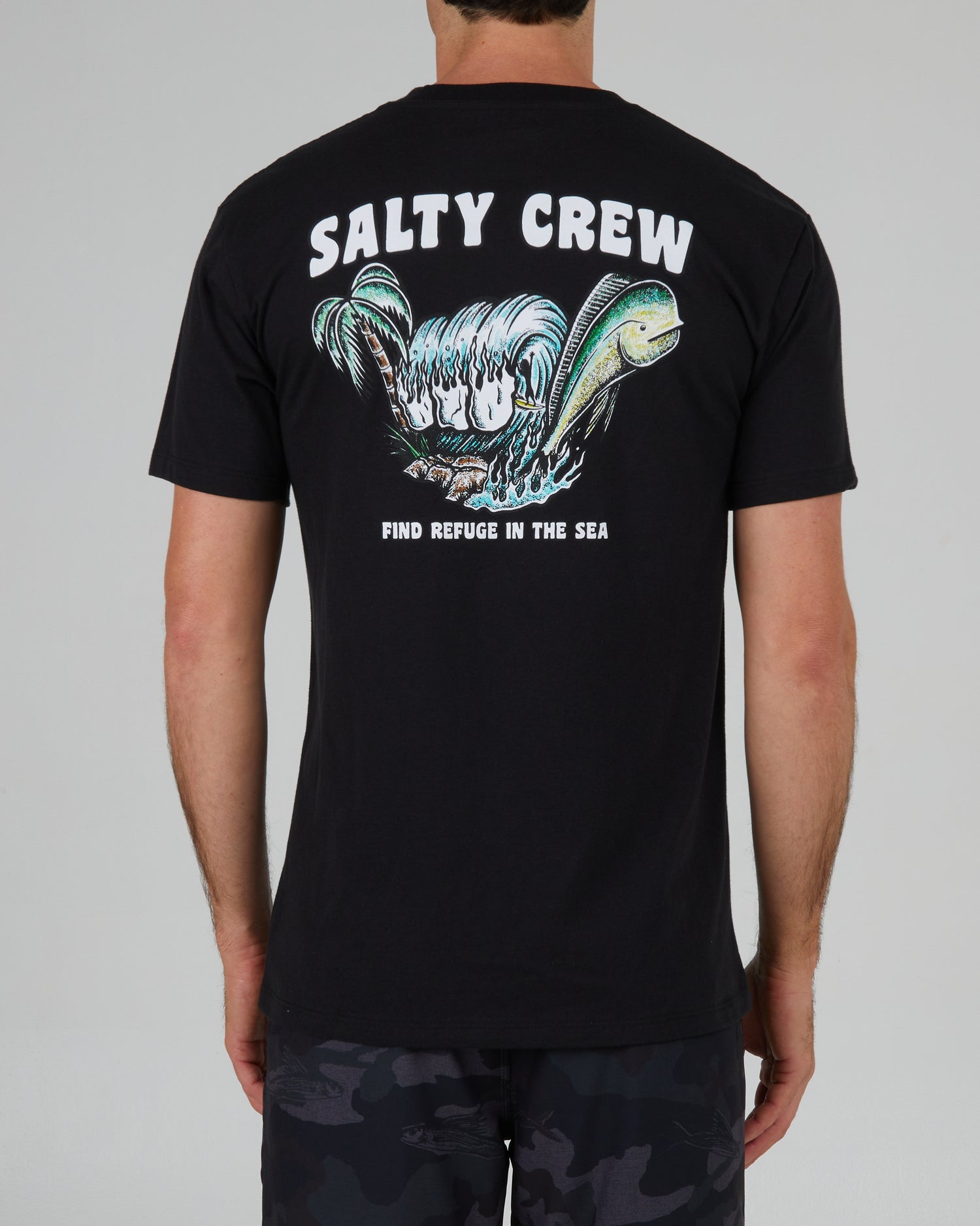 back view of Shaka Black S/S Premium Tee
