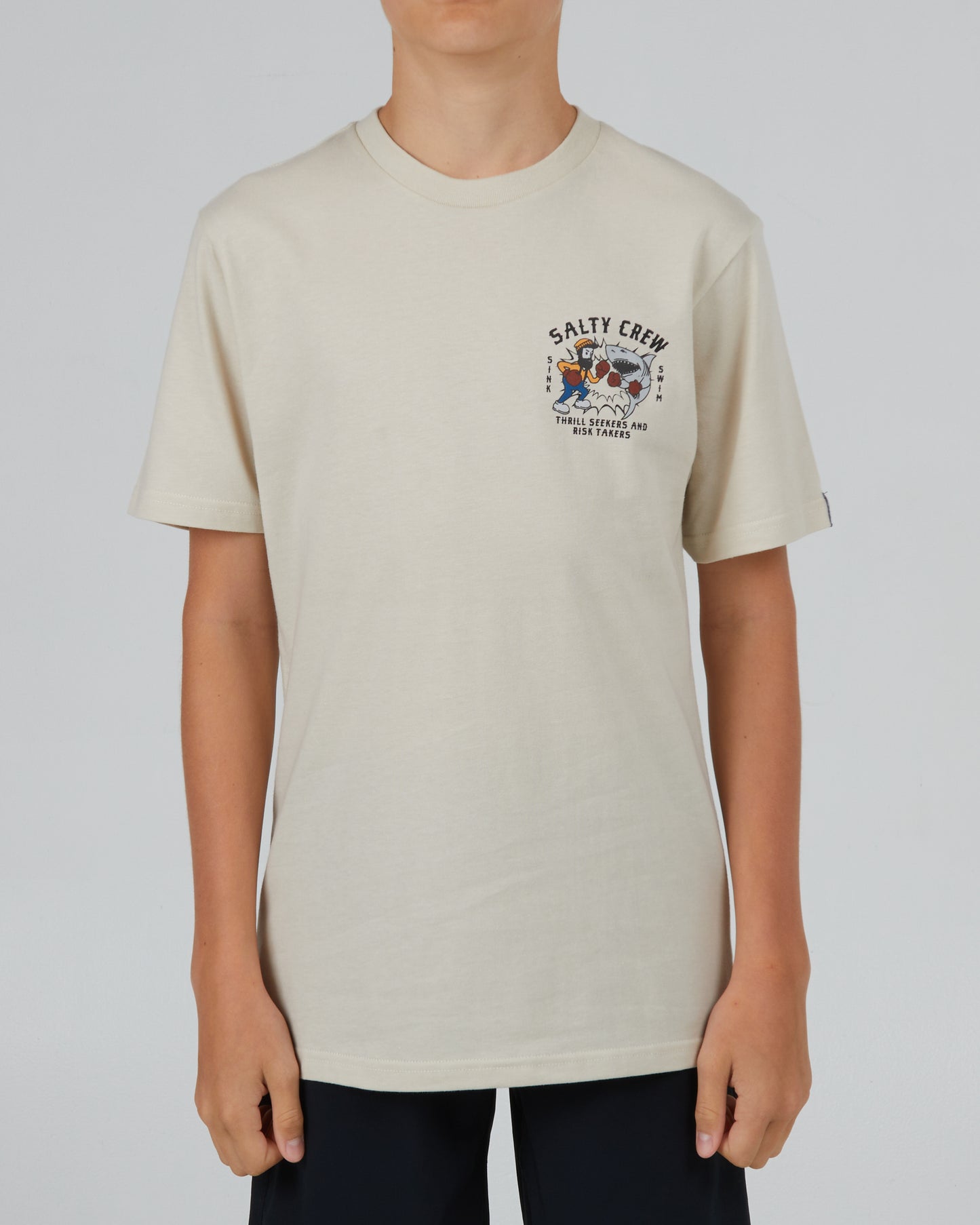 front view of Fish Fight Boys Bone S/S Tee