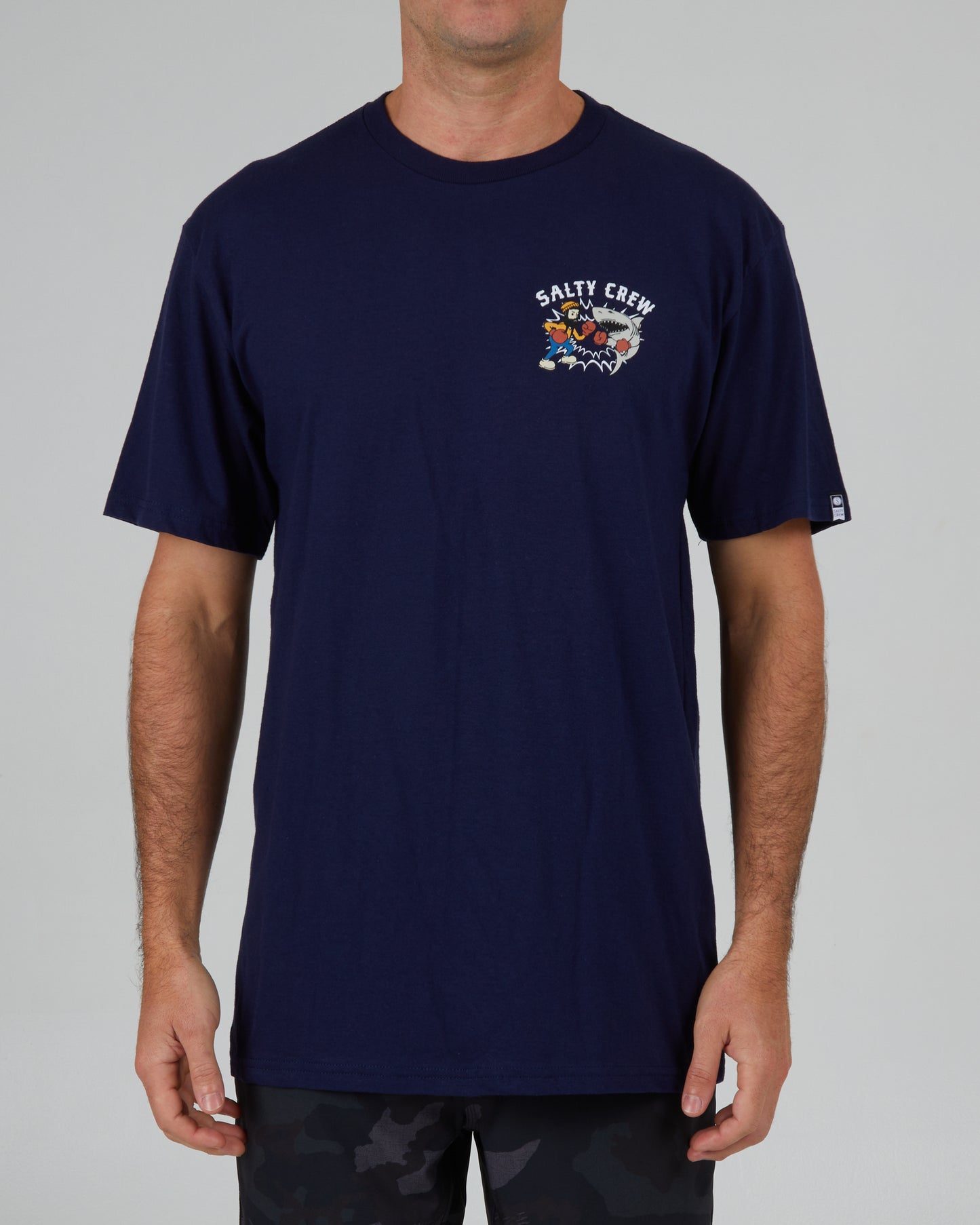 front view of Fish Fight Navy S/S Standard Tee